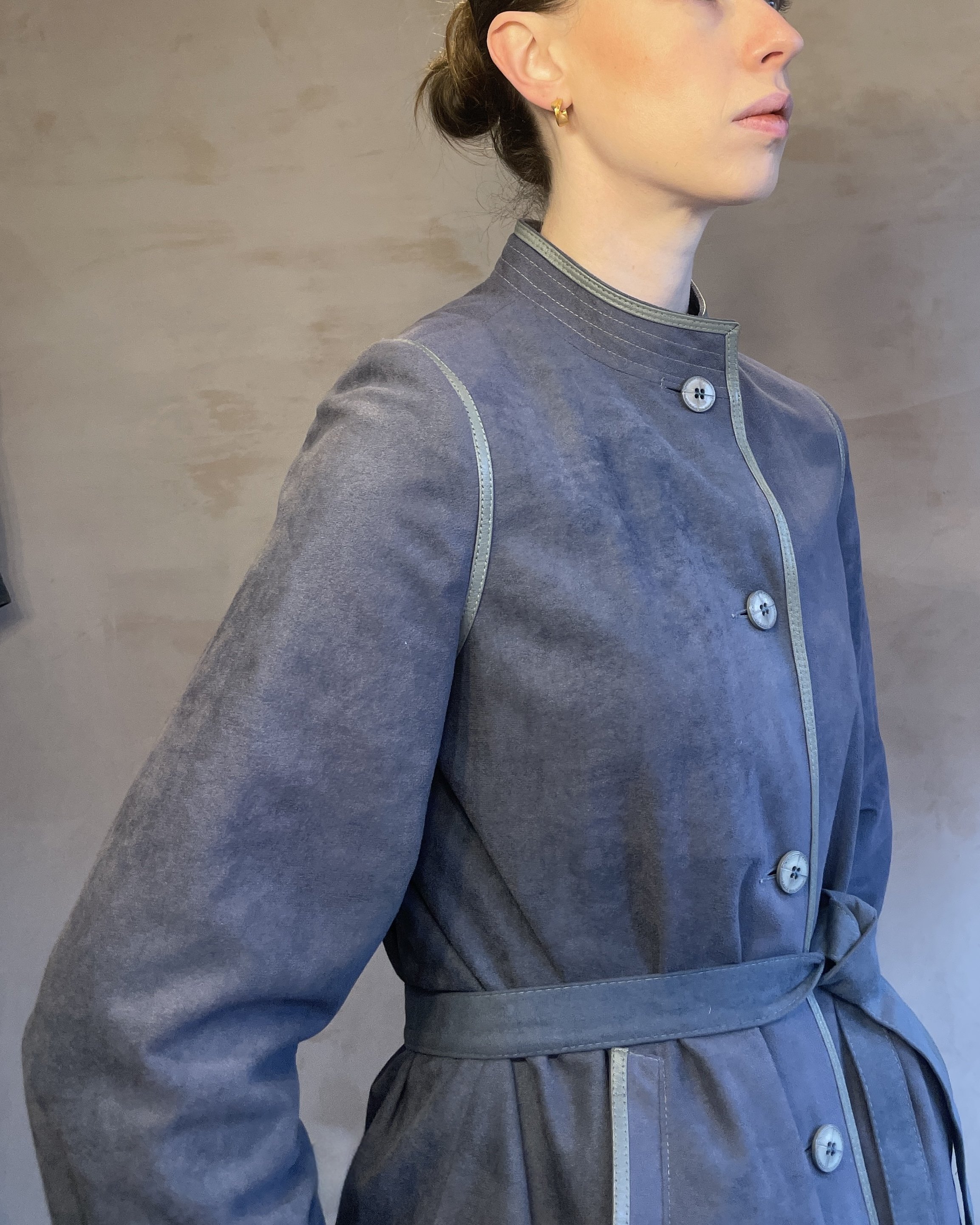 Powder Blue Piping Detail Trench