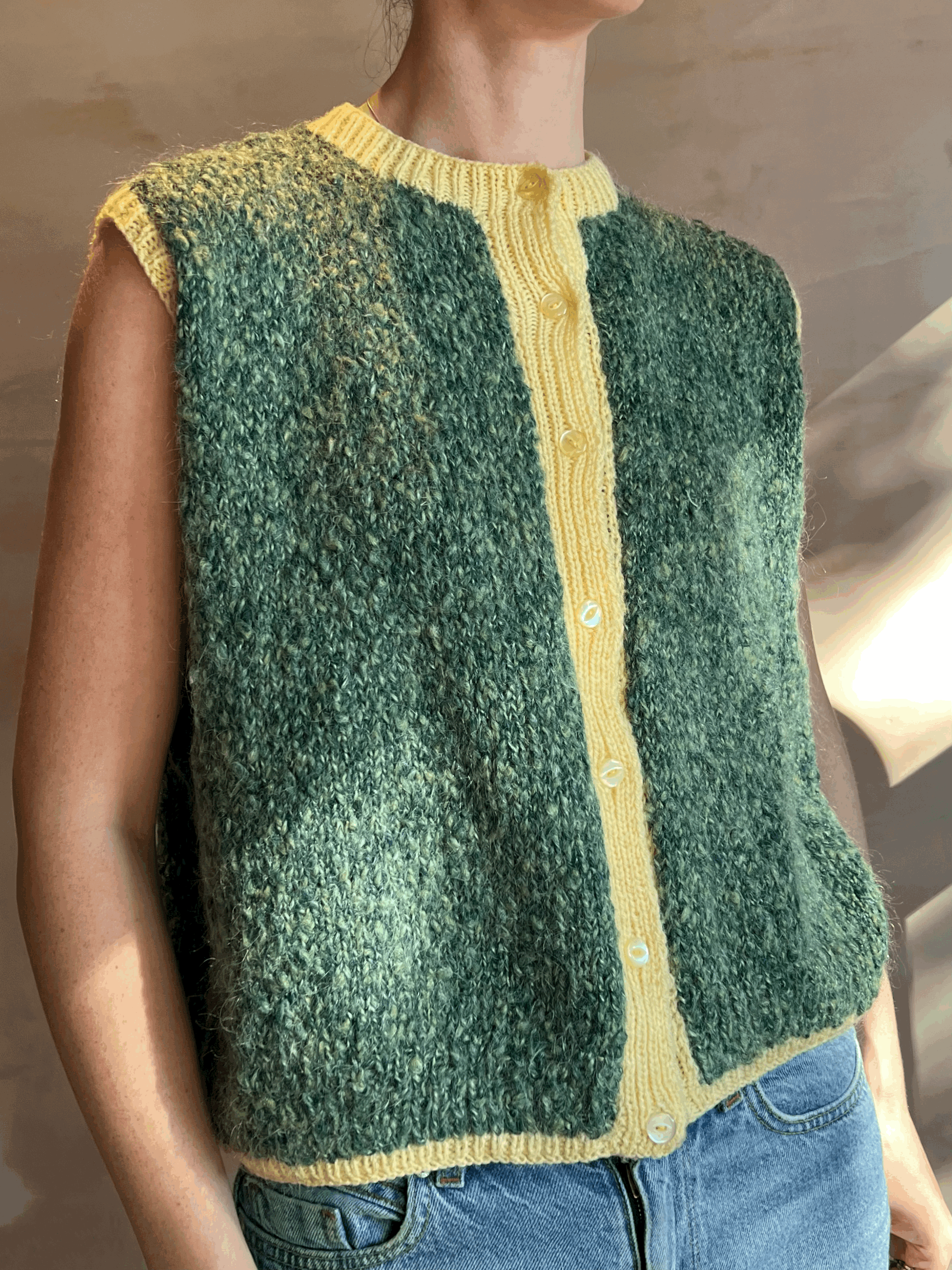 Two-Tone Hand Knit Tank