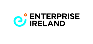 Logo of Enterprise Ireland with a stylized circular design in orange and cyan, and black text.