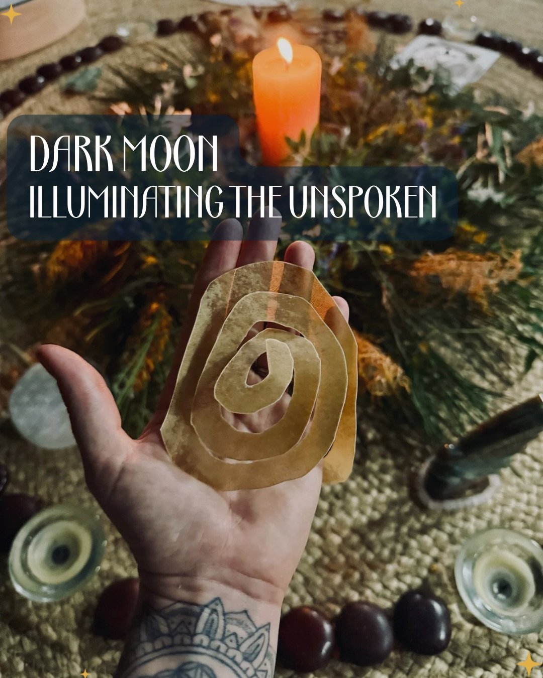 The dark moon is a threshold. A place where what&rsquo;s been illuminated this cycle can settle into the body without needing action or answers.

I&rsquo;ll be stepping away from a structured theme over the next lunation, sharing intuitively, when an