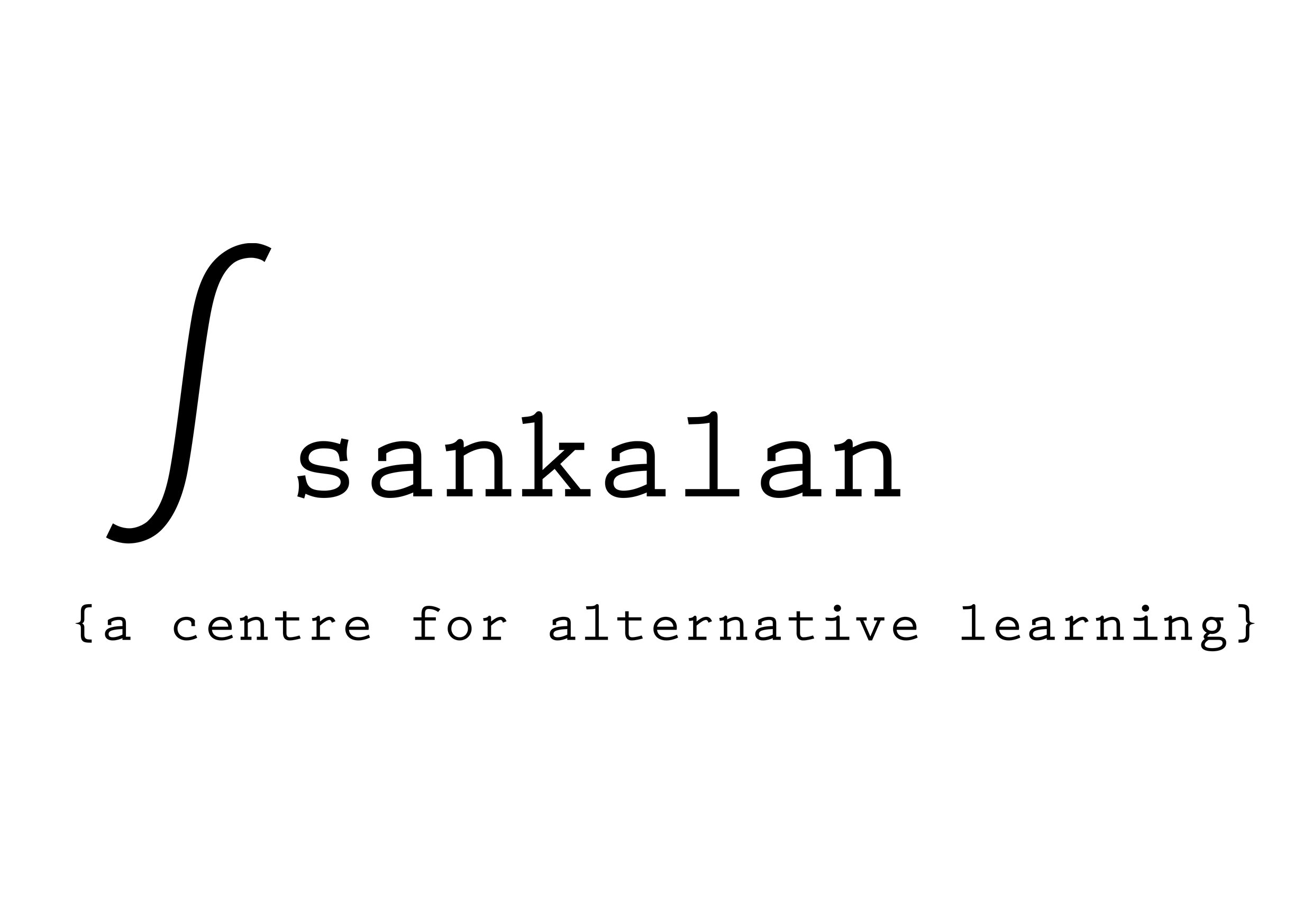 Logo for SANKALAN, a center for alternative learning, featuring a stylized integral symbol with the text 'sankalan' and a subtitle '{a centre for alternative learning}'. 