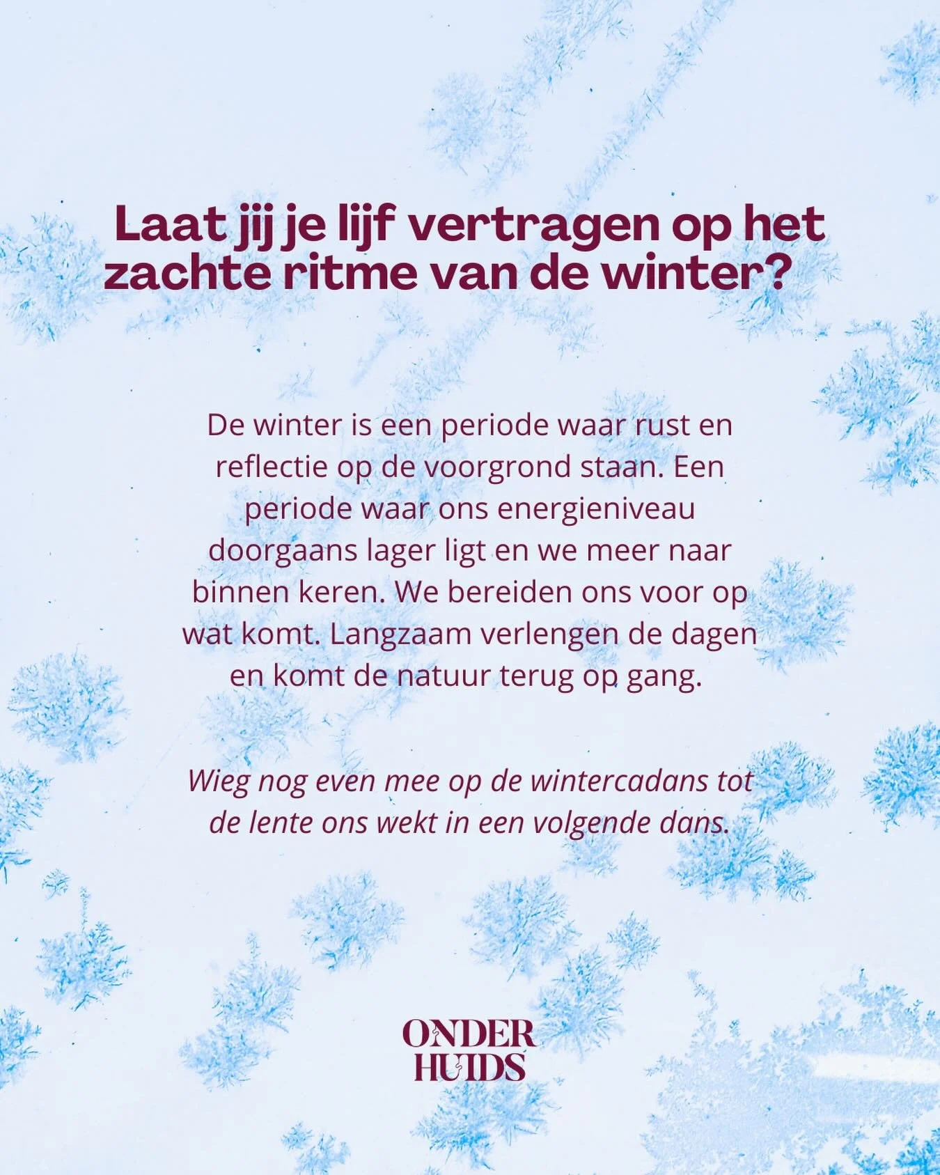 Vind jij voldoende ruimte voor zelfzorg? 
Tank zelf regelmatig bij zodat je beter voor anderen kan zorgen. #zelfzorg #coaching #reflectie #winter #seizoenen