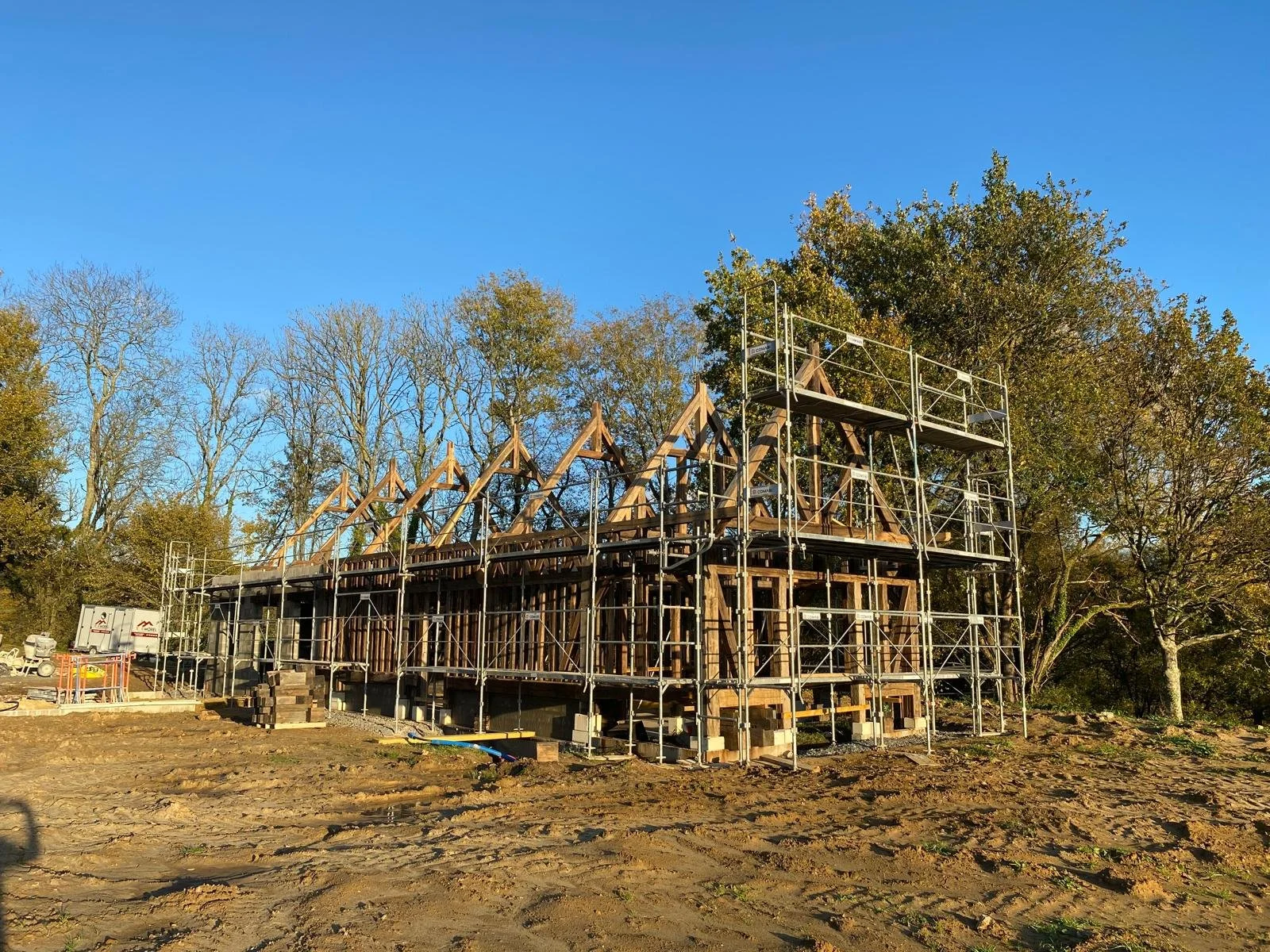 Chantier maison colombage neuve Cambremer