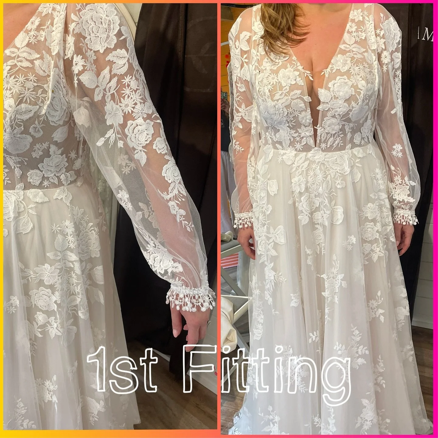 This right here is why I LOVE my job. From taking your dress, to making it into your DREAM dress! 🪄✨ 

From a alteration tweak, creating a fitted sleeve with added pearl buttons and loops and adding lace around the neckline to create a softer shape,