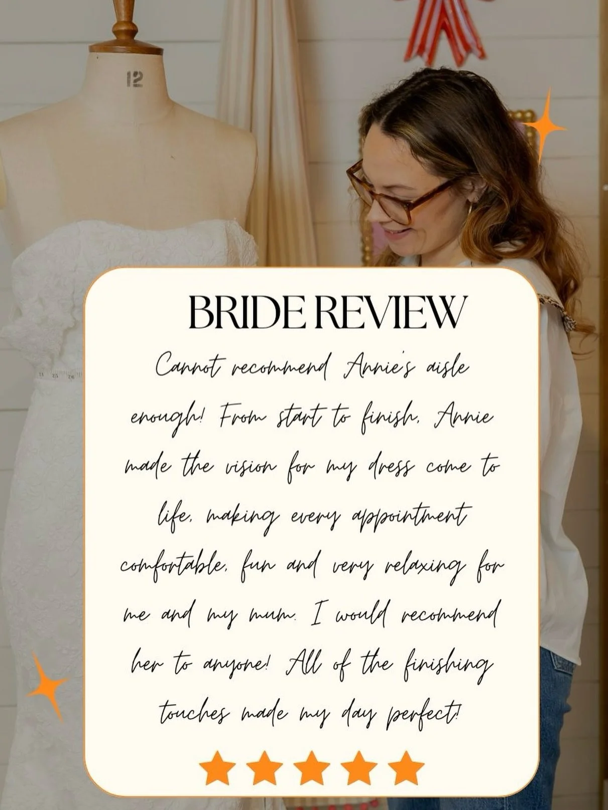 Another 5 ⭐review!
I&rsquo;m so grateful for my wonderful brides who trust me with such an important part of their big day. Thank you for the kind words and for choosing me for your bridal alterations, it truly means the world 🤍