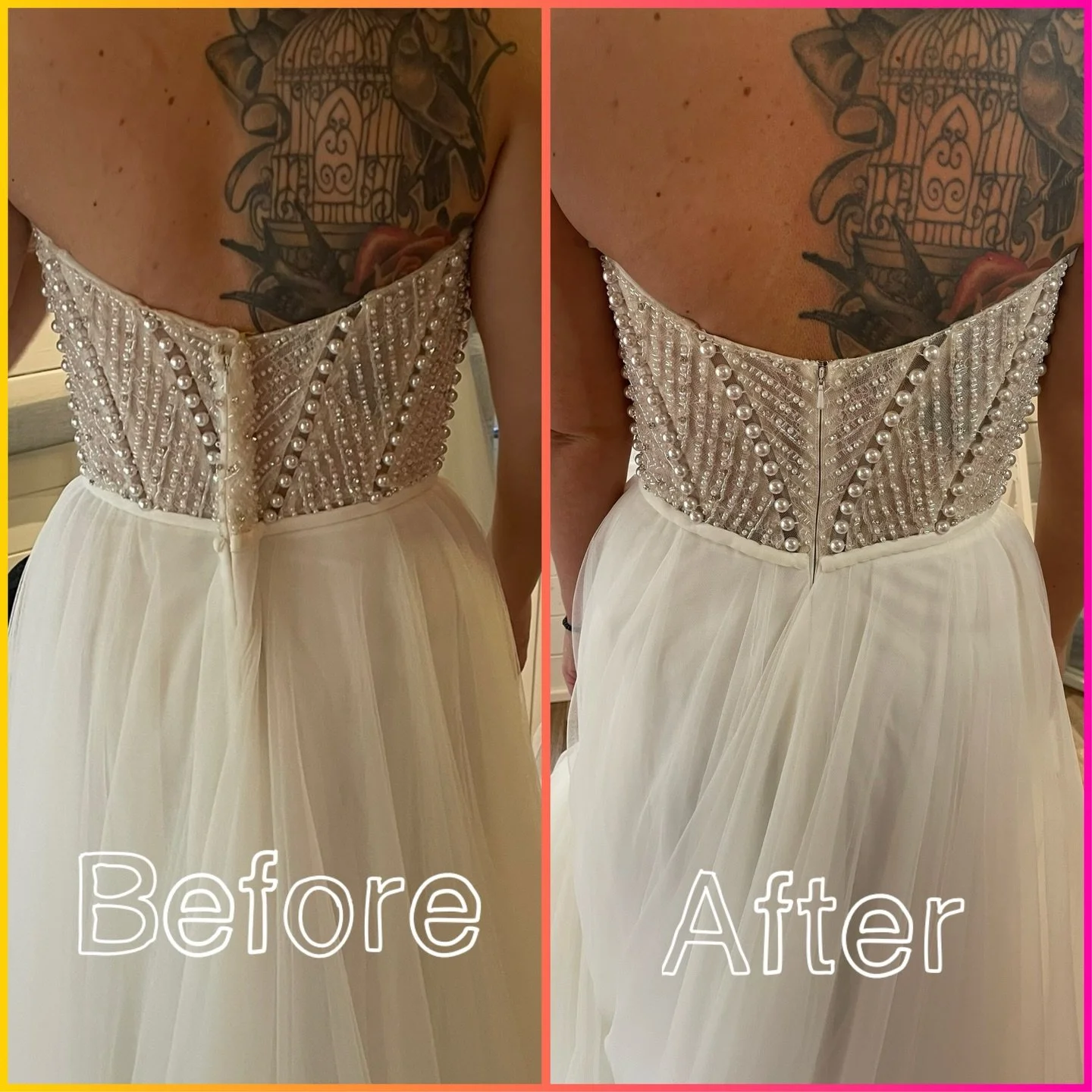 ✨ The best alterations are the ones you barely notice🪡 

This gown was taken in by one dress size, carefully through the back while preserving the original beading details and pattern, ensuring the design remained balanced, intentional and true to t