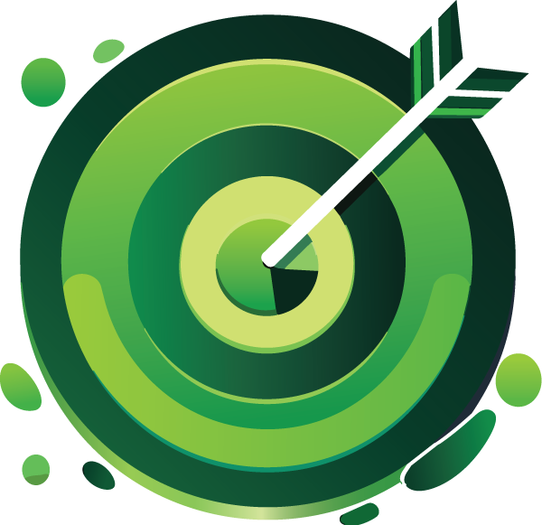 An arrow hitting bullseye in a target