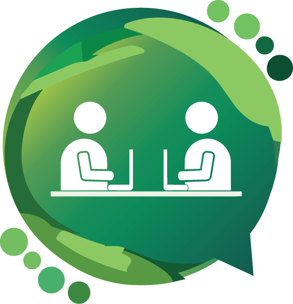 Easy read icon showing 2 people working together