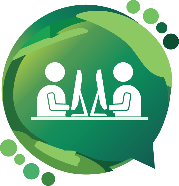 Easy read icon showing 2 people working together
