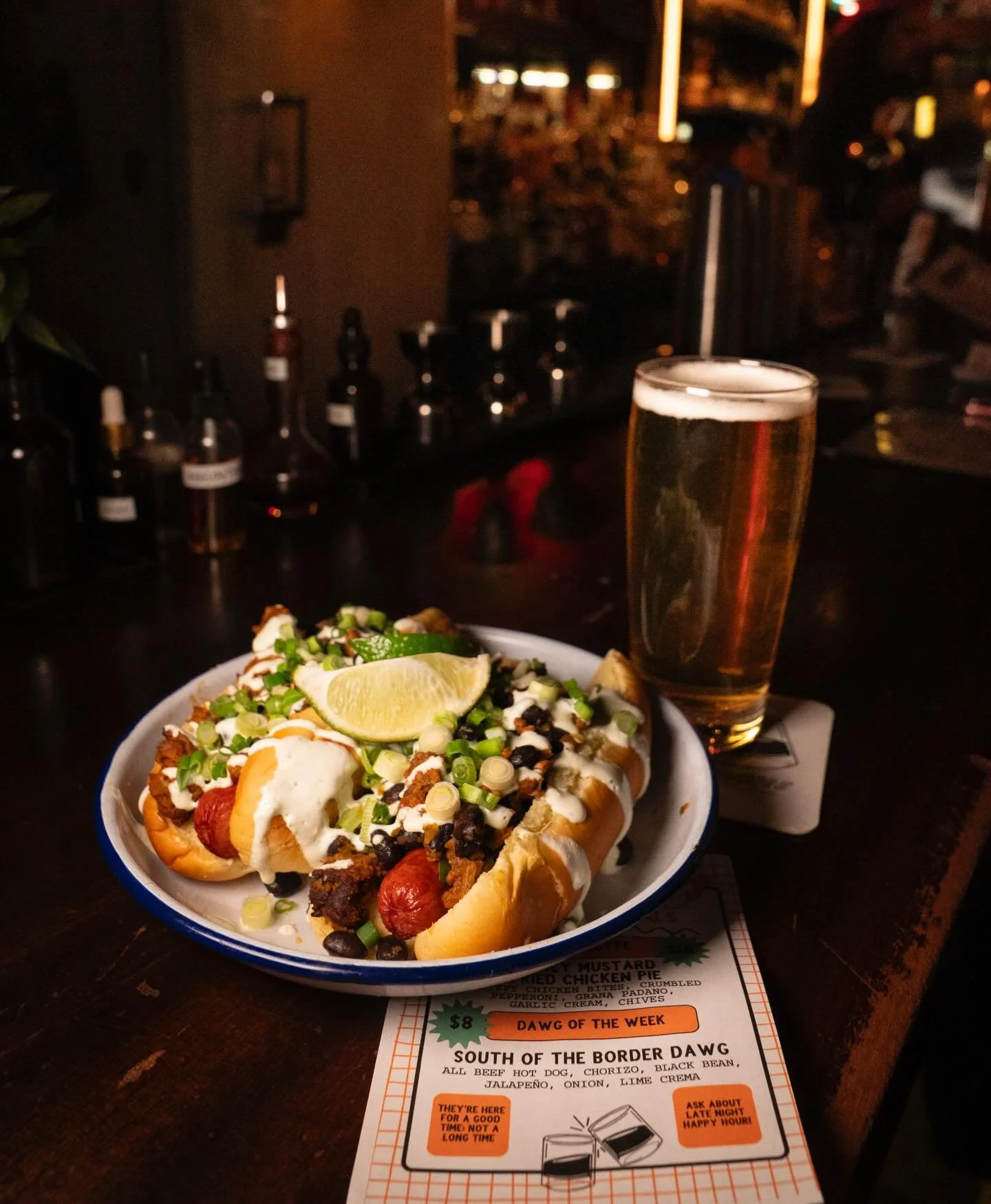 ☀️Clearly we&rsquo;re dreaming of somewhere warmer than here☀️
This week: &ldquo;The South of the Border Dawg&rdquo;
Dawg, chorizo, black bean, jalape&ntilde;o, onion &amp; lime crema