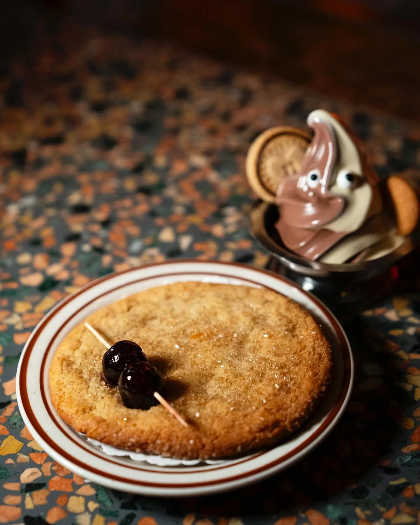 🥃Old Fashioned Cookie🥃
Bourbon Angostura Sugar Cookie with Orange Marmalade &amp; Maraska Cherries🍒
+ Banana Pudding &amp; Nutella soft serve twist 😝

Here for a good time, not a long time.