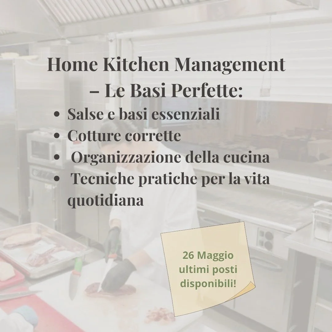 La cucina &egrave; il cuore della casa.
E un personale formato fa davvero la differenza.

Con Home Kitchen Management
imparerai tecniche pratiche, organizzazione e gestione quotidiana della cucina secondo standard professionali.

✔ Meal prep
✔ Organi