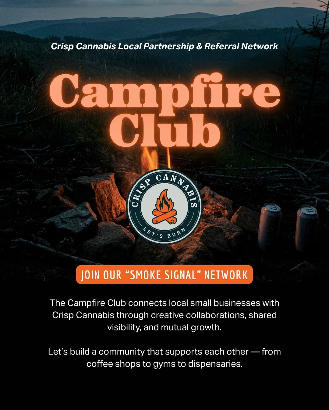 We just launched something new at Crisp: the Campfire Club.
It&rsquo;s our small-business referral network built around the places we actually go in Connecticut &mdash; for coffee, massages, bottles, wellness, skate gear, or a round of pickleball.

N