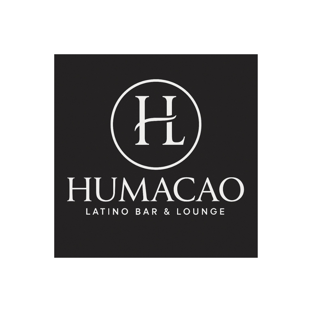 Logo for Humacao Latino Bar & Lounge featuring a stylized 'H' and 'L' inside a circle on a black background.