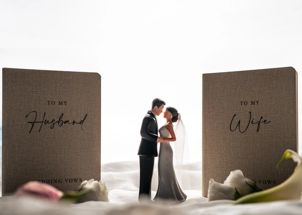 Wedding vow books photographed at Fiona and Cole’s faith centered Northern Virginia wedding.`