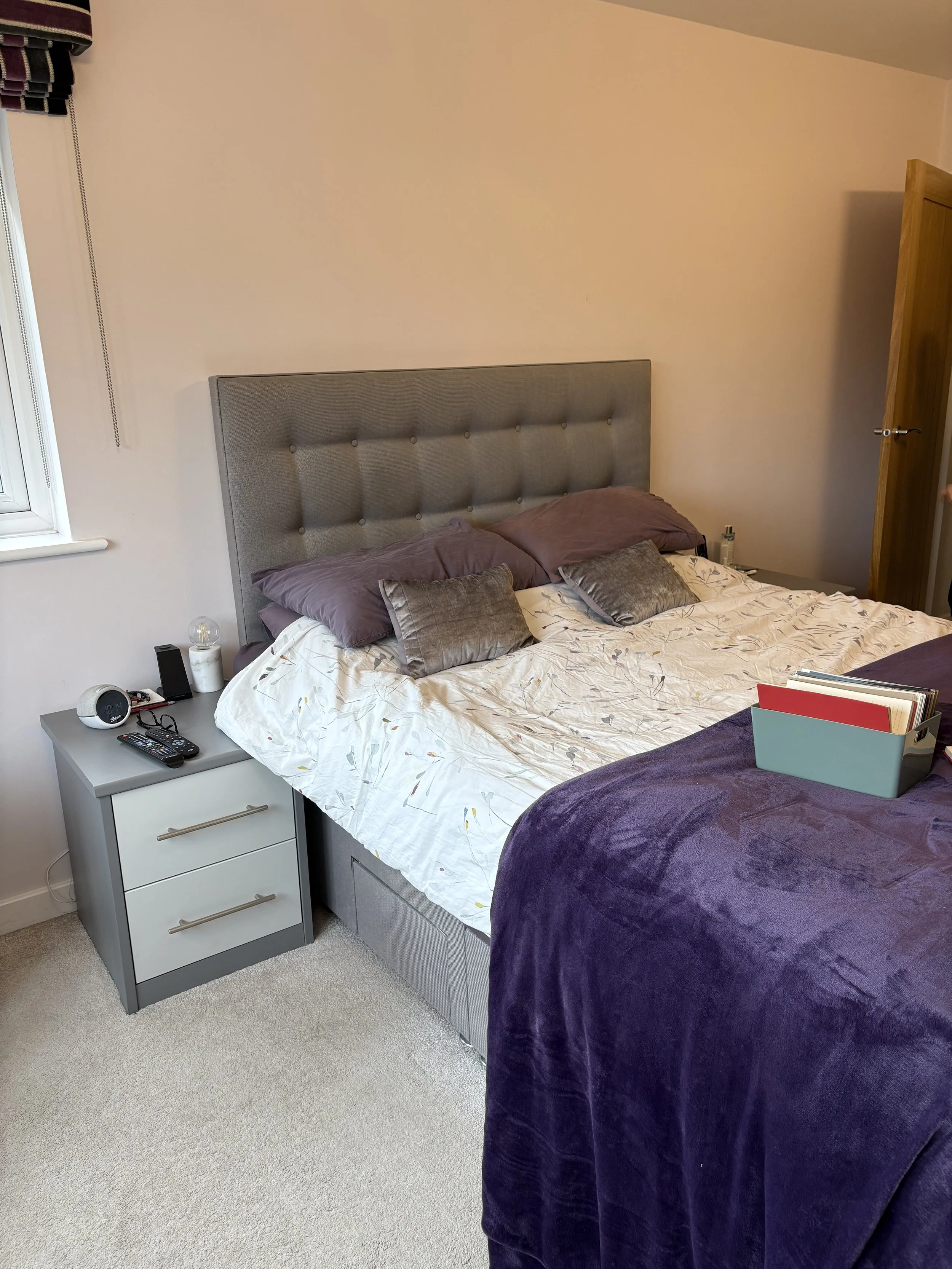 Before: primary bedroom lacking atmosphere and warmth before transformation by LuLa Interior Design