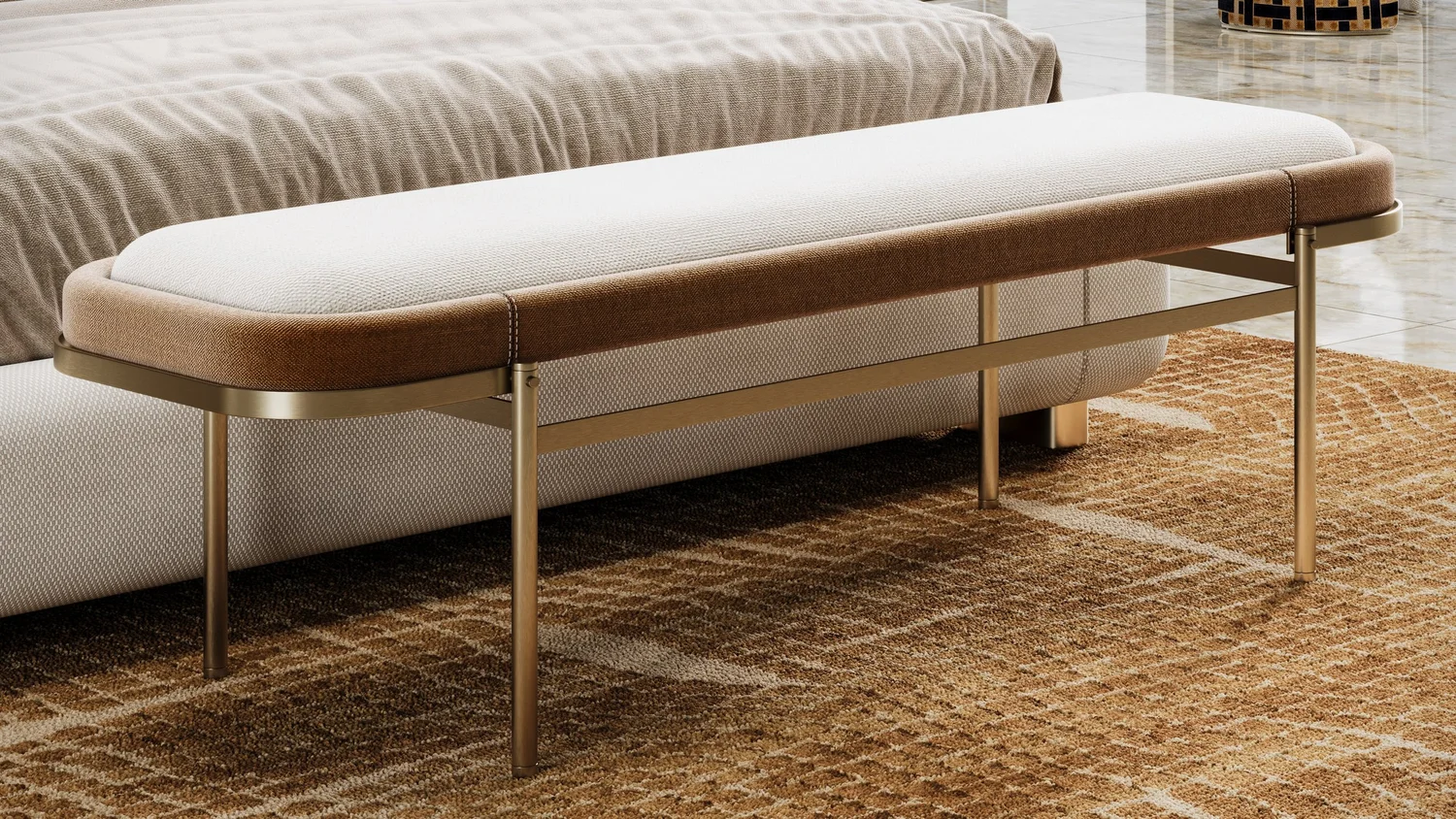 Modern Adeline Bench With Metallic Legs — Elbra Home