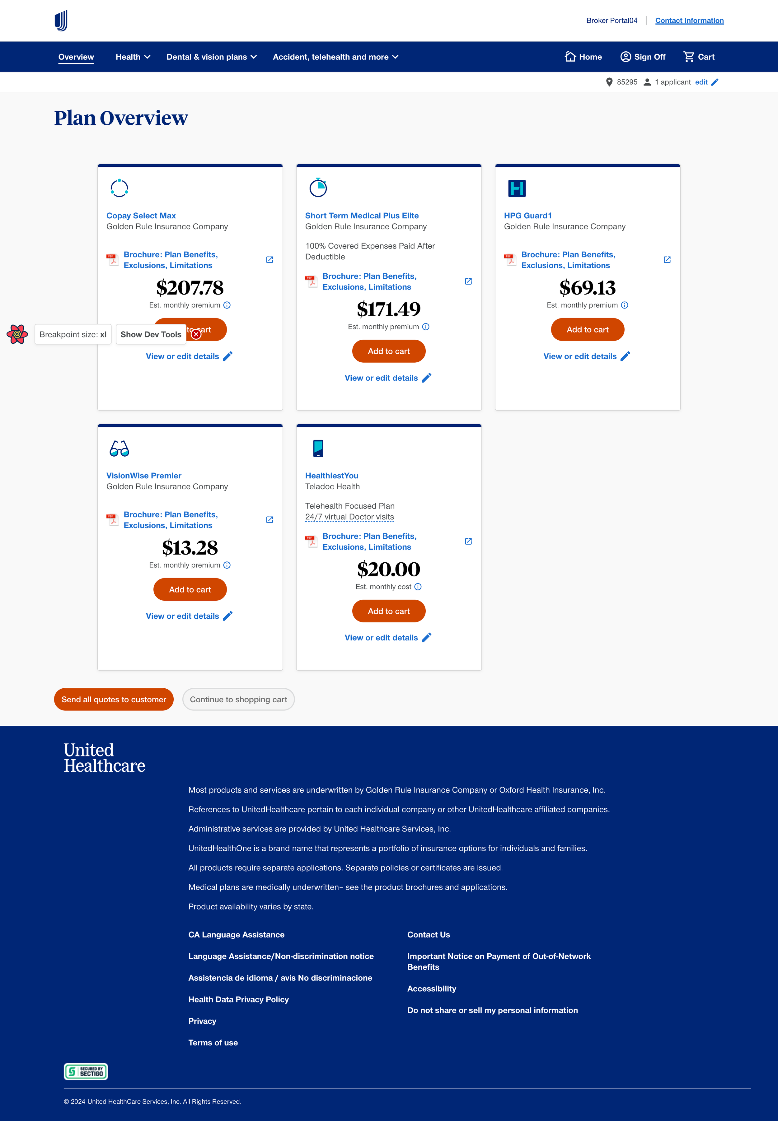 New Broker Plan Overview Page