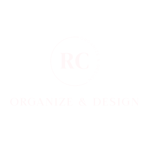 RC Organize & Design full logo with circular RC monogram and Organize & Design wordmark