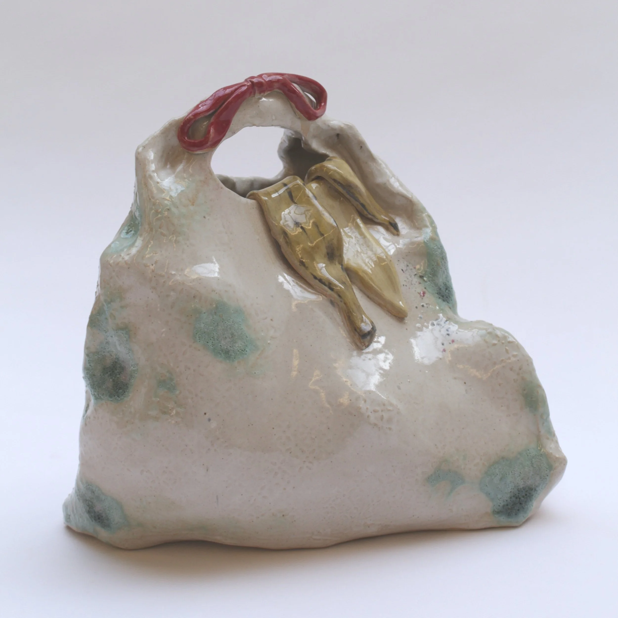 "Tomorrow's Problem" 2025, 10 x 9 x 6, stoneware, glaze, underglaze, studio waste