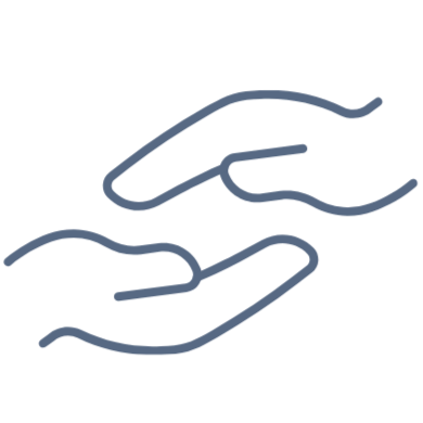 Illustration of two hands gently holding each other.