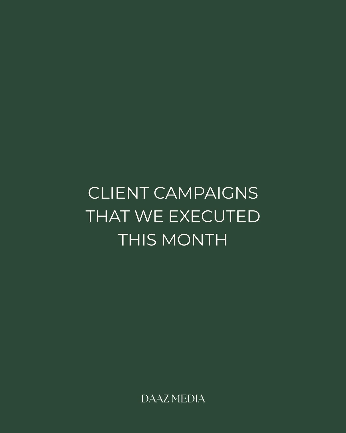 This month at Daaz Media 🤍

Campaigns built with intention, executed with precision, and designed to make an impact.

From ideation to final delivery, every detail matters, and it shows.

More brands, more growth, more coming. 🚀