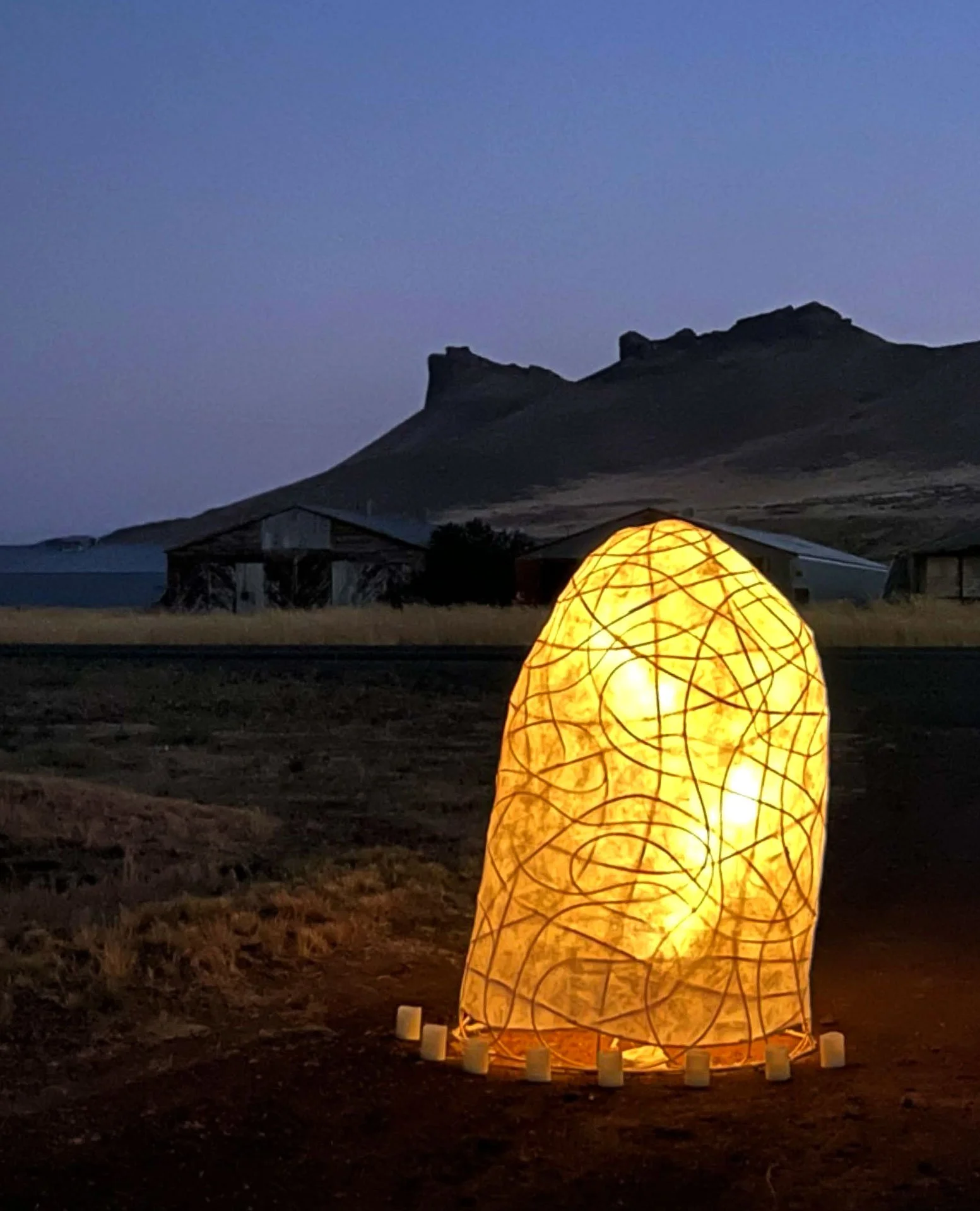 The Wakasa Spirit Stone in front of Castle Rock at Tule Lake.