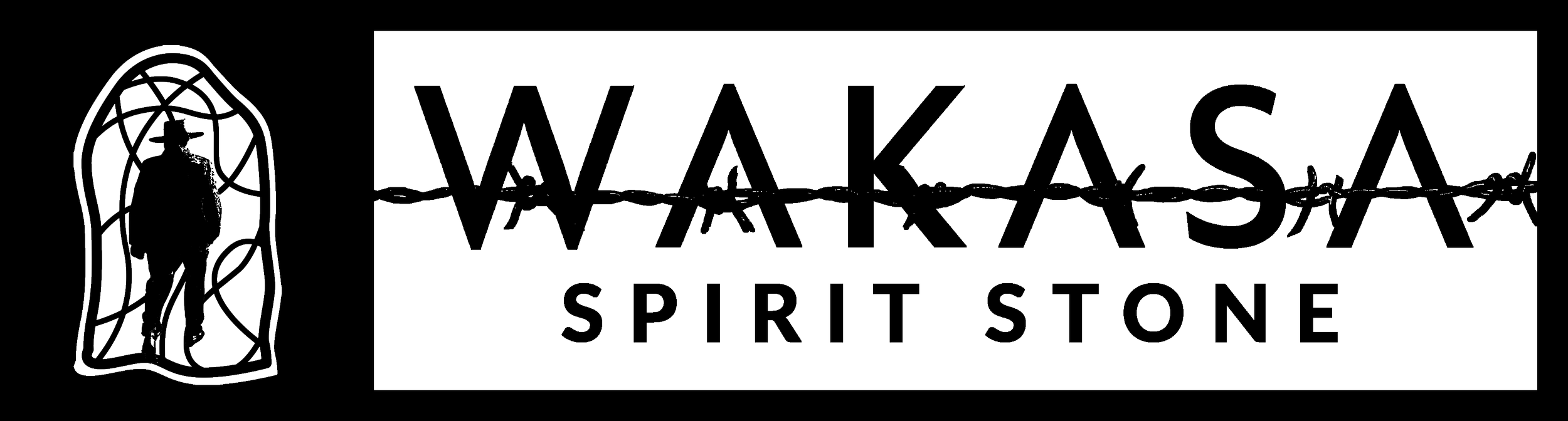 Logo of Wakasa Spirit Stone with silhouette of a person in a hat and decorative lines.
