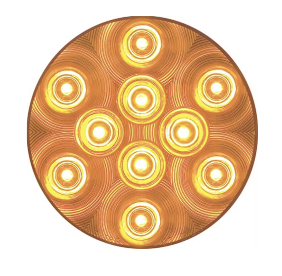 LED 4" Round, Amber Park Turn Light, 10 Diode, Grommet Mounted, PL3 Connection