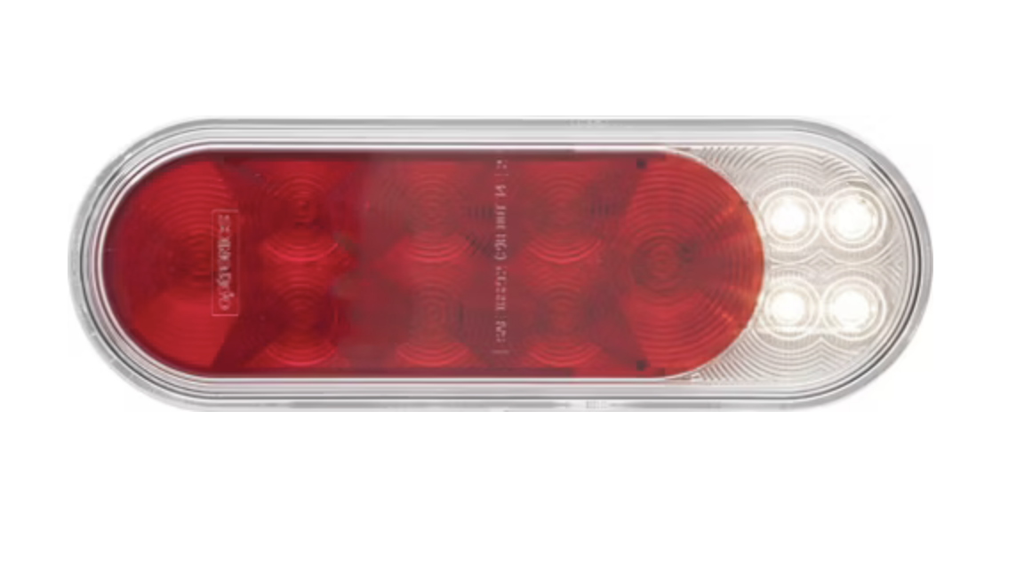 Optronics® LED Stop, Turn & Tail with Backup 6" Wide Red / White Oval 16-Bulb Fusion® LED Light Kit with plug and Light Bracket
