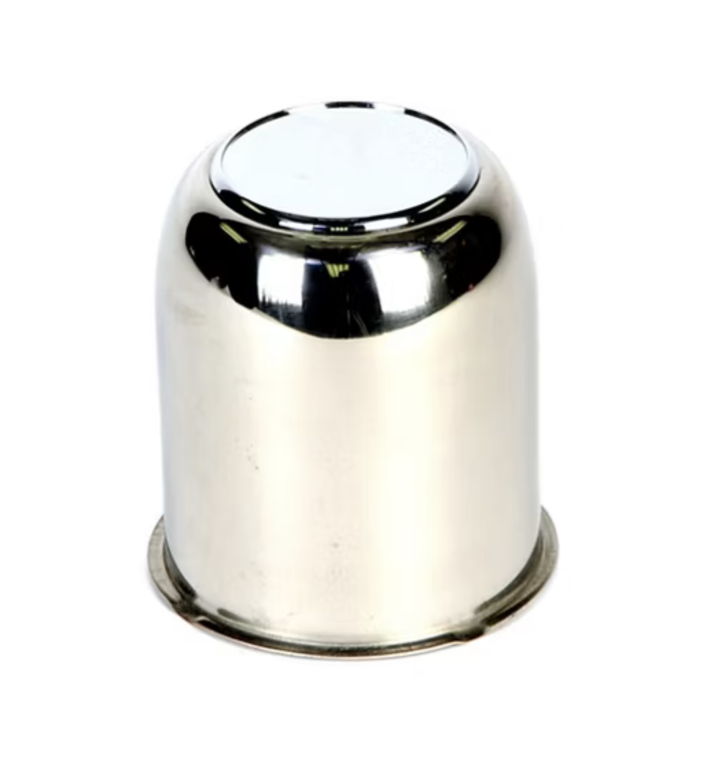 Push Through Wheel Center Cap, 3.19" Wheel Center Diameter, Open End With Plug, Polished Stainless Steel, 5-Lug