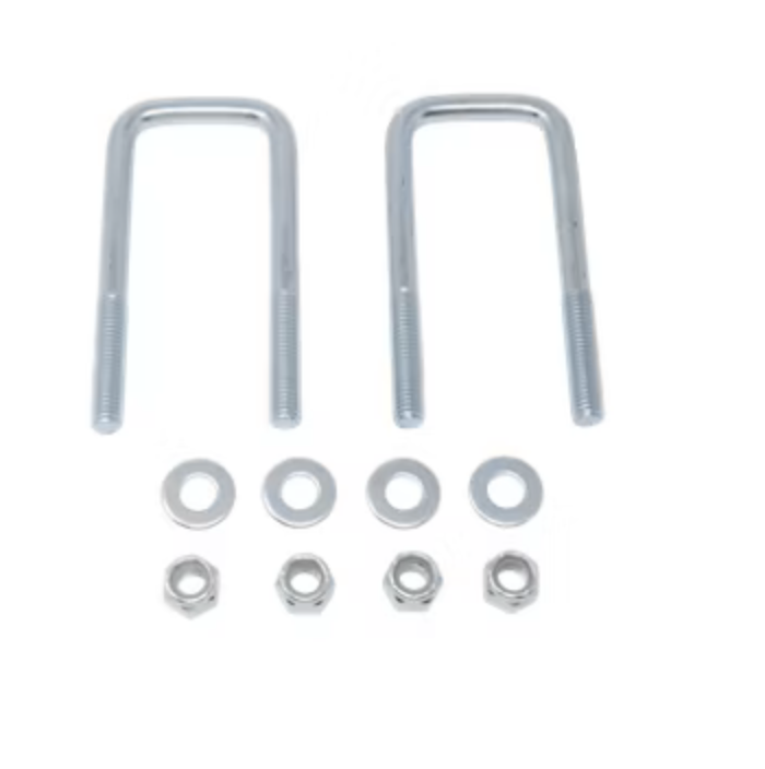 Square U-Bolts, 1/2"–13 Diameter, 5 1/4" L, 2 1/8" W, Qty 2, Retail Packaged