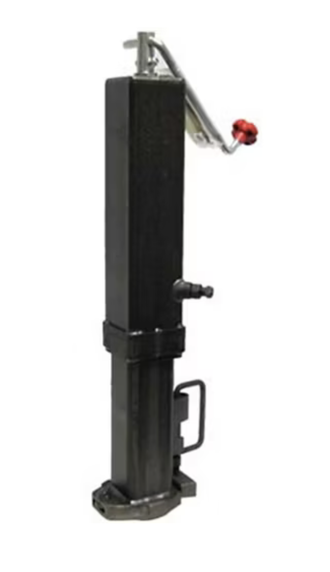 Ram Coupler, 2 5/16" Ball, Gooseneck, 30,000 Lbs Capacity, 4.5" Square Outer Tube, 32" Retracted Height, Top Wind with Load Bearing Pin, 1 Set Screw and 7" of Adjustment