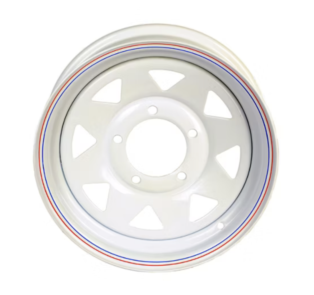 15x5 555 White Spoke Wheel 4.25 center pilot