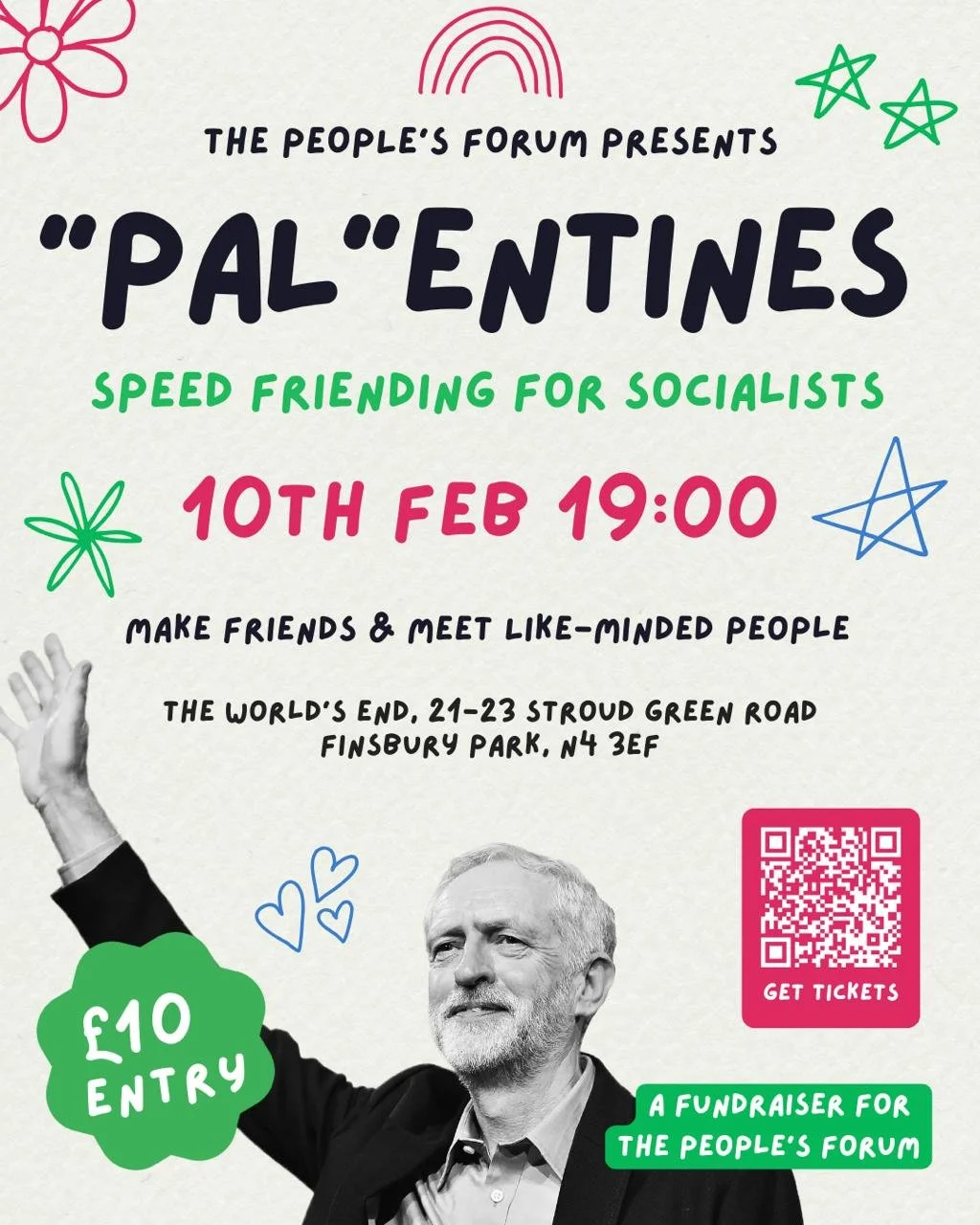 'Pal'entines Social - meet new like minded socialist friends - Worlds End Pub 7pm