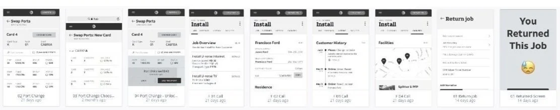 low fidelity interface screens