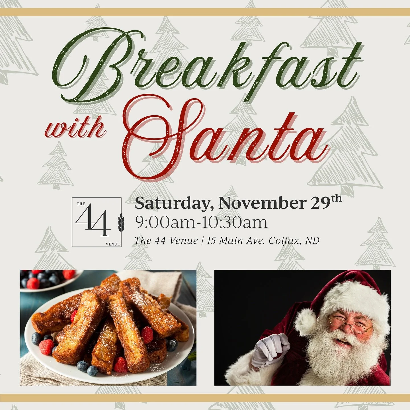 🎅 Breakfast first, shopping next! Join us for Breakfast with Santa before A Very Merry Market at The 44 begins. A morning full of magic, laughter, and holiday cheer! 🌟

Purchase tickets here: https://buytickets.at/the44venuellc/1931173
