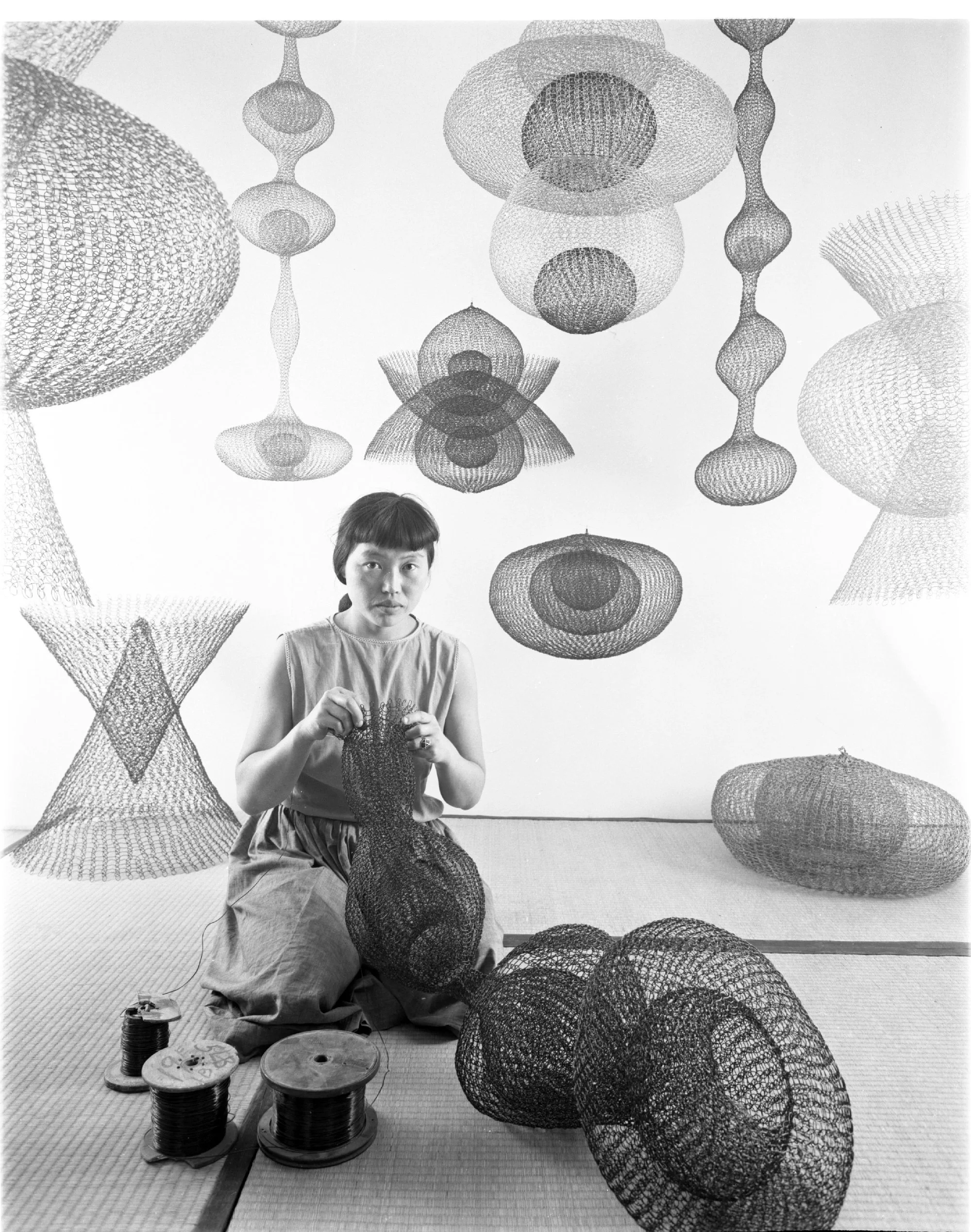 Ruth Asawa and some of her works.