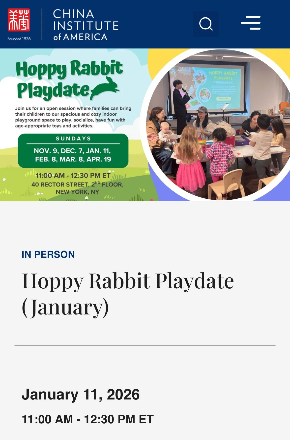 Happry Rabbit Playdate at China Institute
