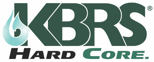 Logo for KBS Hard Core featuring a water droplet with a flame inside and stylized text.