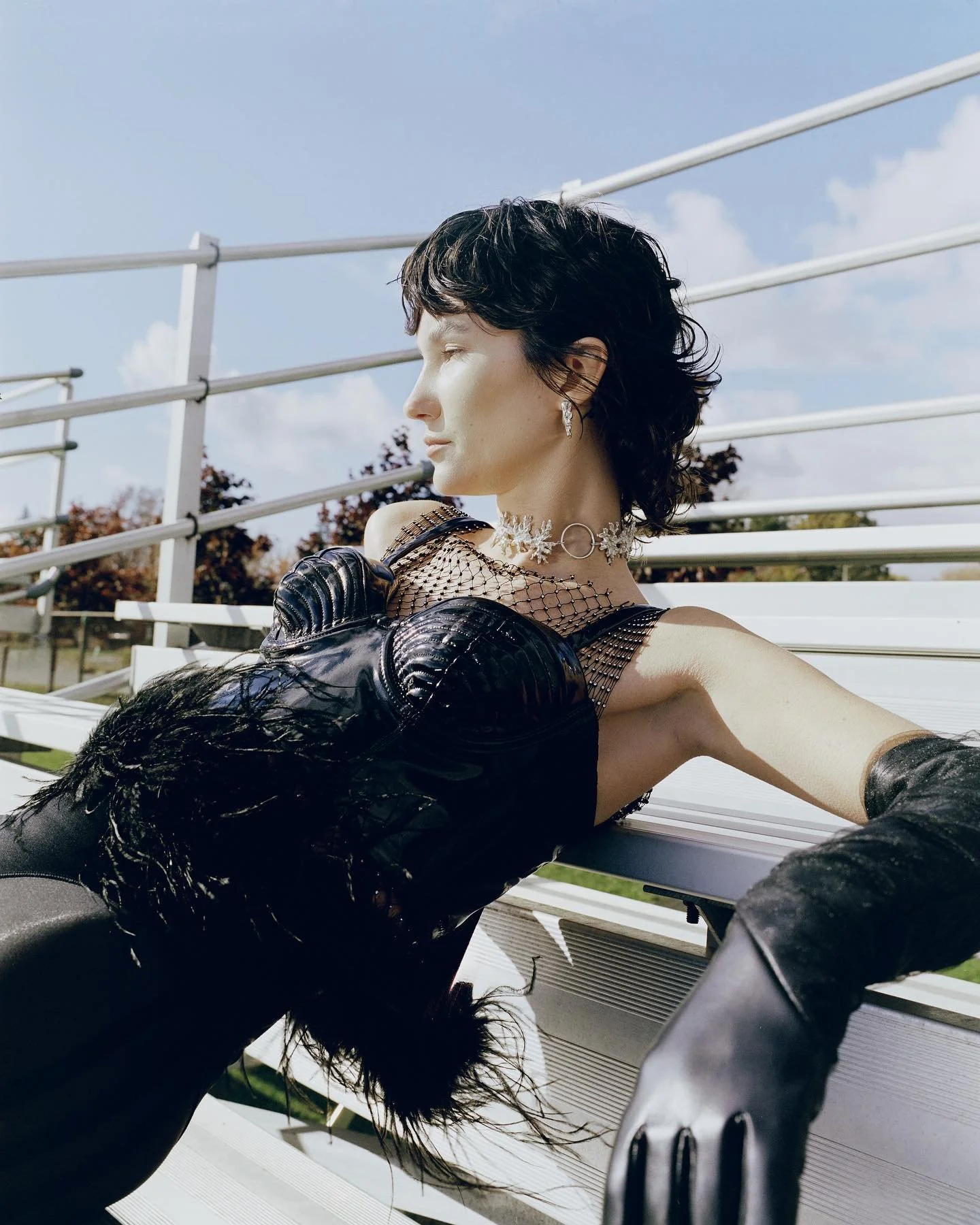 Captivating @coopers.den 🕷️

Photographer @jaydupuis 
Photo Assistant @michael.dps 
HMUA @jesscohen____ x @humankindmgmt 
Fashion stylist @marinesaussereau 🐈&zwj;⬛
Strass/Feather Top &amp; Glove @mylamarque 
Legging &amp; Corset @adidasoriginals 
S