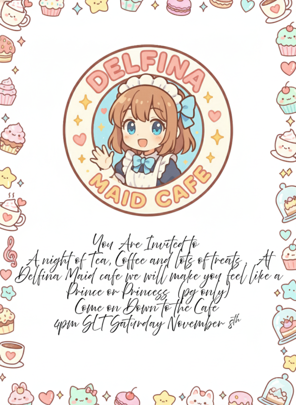 You are invited to a night of tea, coffee and lots of treats at the Delfina Maid Café!