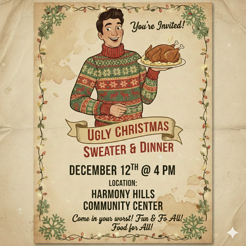 🎄 Ugly Christmas Sweater &amp; Dinner! 🍽️
