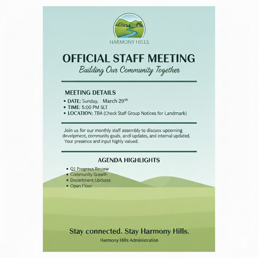 Harmony Hills Staff Meeting 