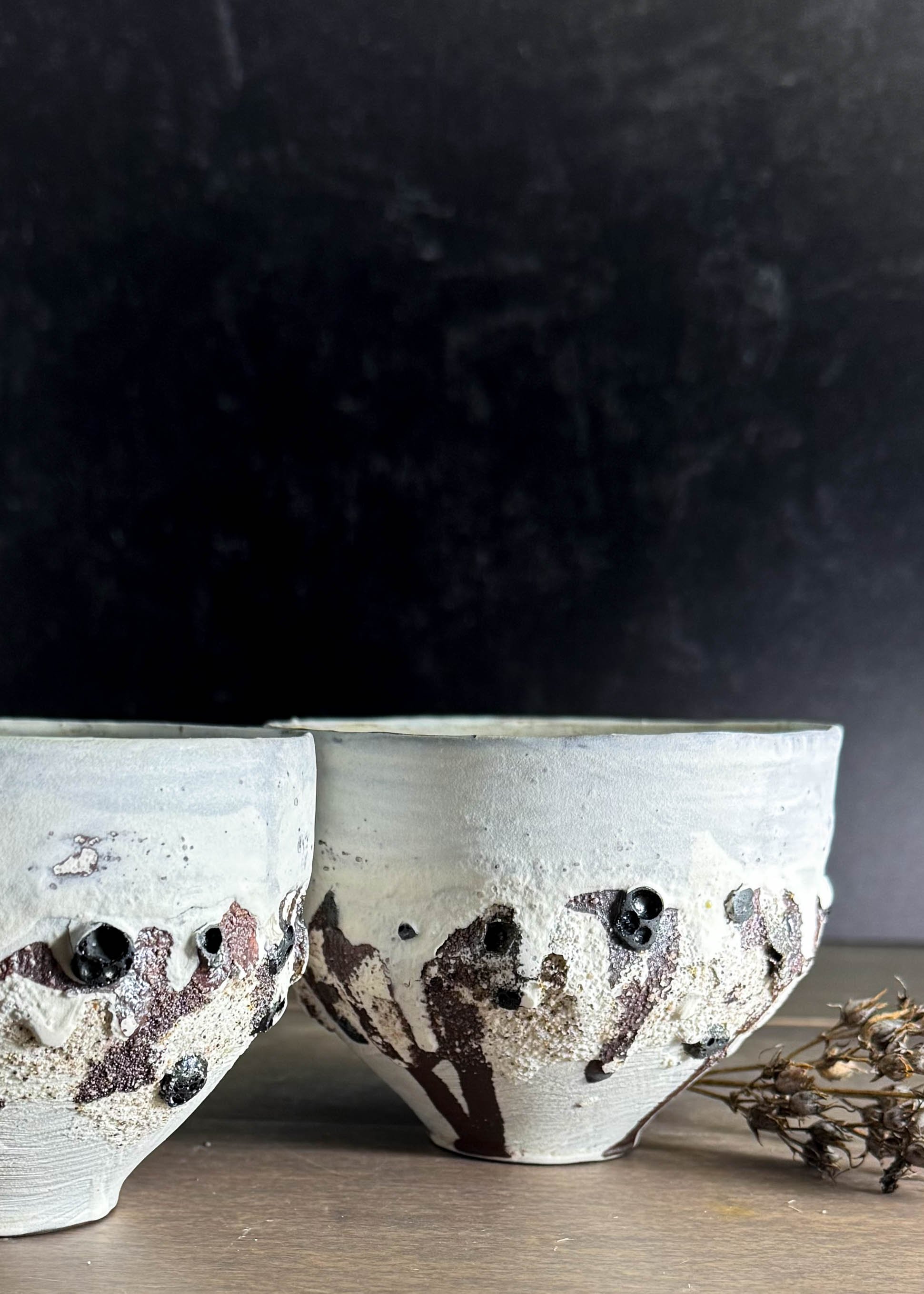 2025, 3h x 4w, thrown, slips, oxides, sand, lava rock
