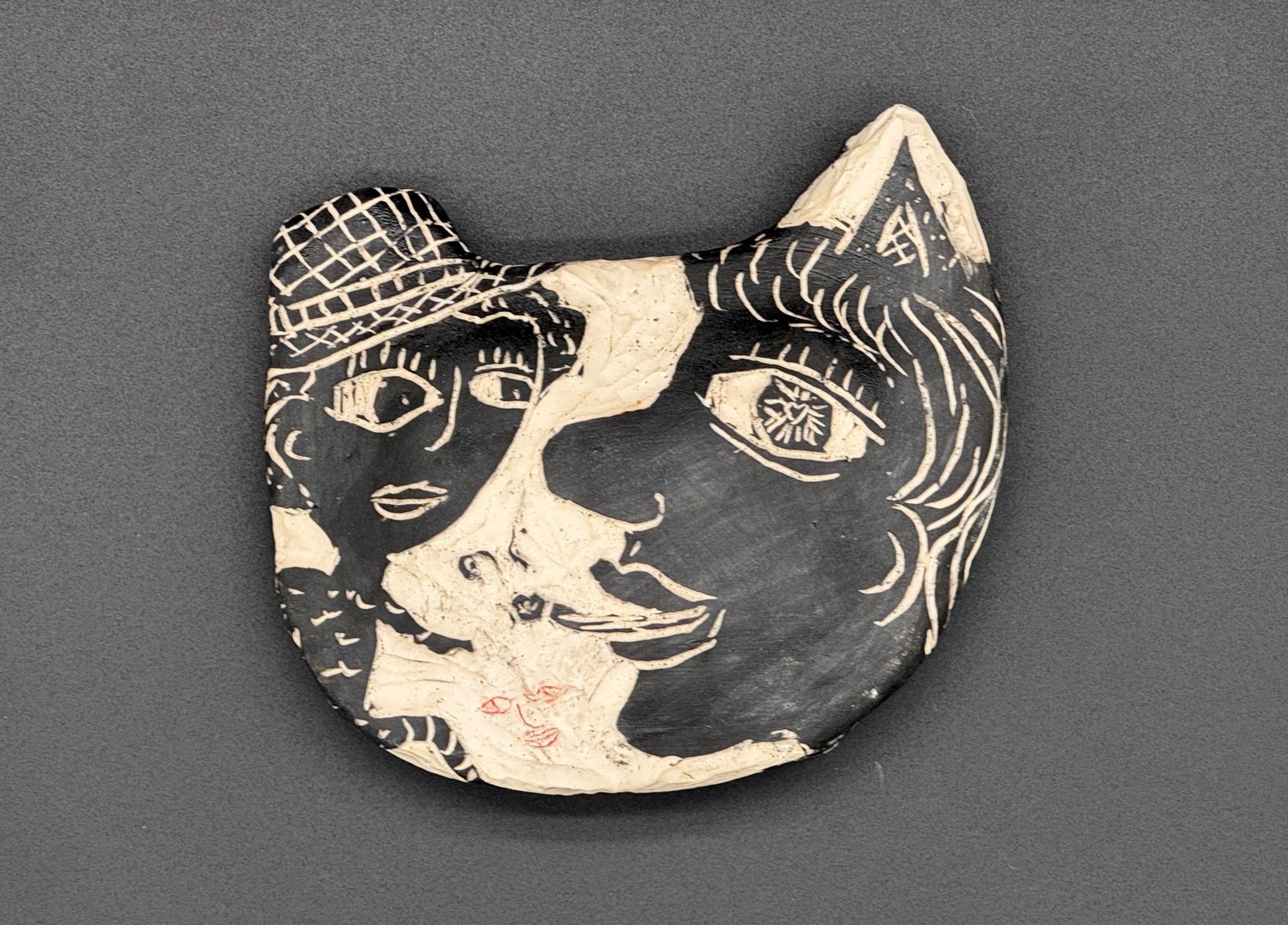 Smoking Cat Girl Wall Sculpture