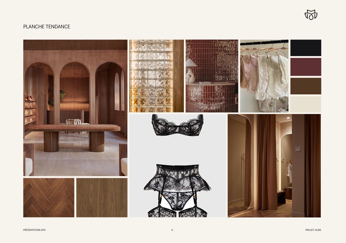 &bull; Projet Aude &bull;

Bois fonc&eacute; 🤎
Mati&egrave;res textur&eacute;es ✨
Courbes douces 🌙

Un int&eacute;rieur pens&eacute; pour se sentir bien, entre &eacute;l&eacute;gance discr&egrave;te et douceur pour un magasin de lingerie 🤍