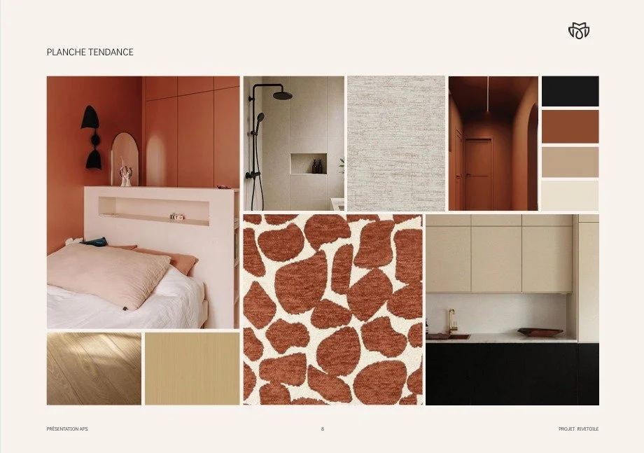 &bull; Projet Rivetoile &bull;

Planche tendance appartement 🤍

Une palette douce et universelle, o&ugrave; l&rsquo;ocre beige dialogue avec le laiton bross&eacute;, relev&eacute;e par des touches de noir pour structurer l&rsquo;ensemble.

L&rsquo;&