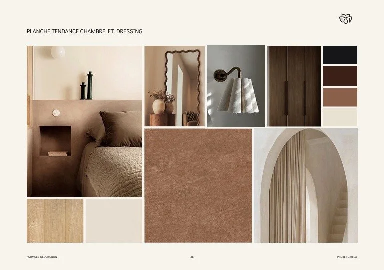 &bull; Projet Cirelli &bull;

Voici la premi&egrave;re planche tendance du projet Cirelli, mettant en valeur l&rsquo;espace chambre ainsi que son dressing en enfilade, pens&eacute; pour cr&eacute;er une circulation fluide et un ensemble harmonieux, a