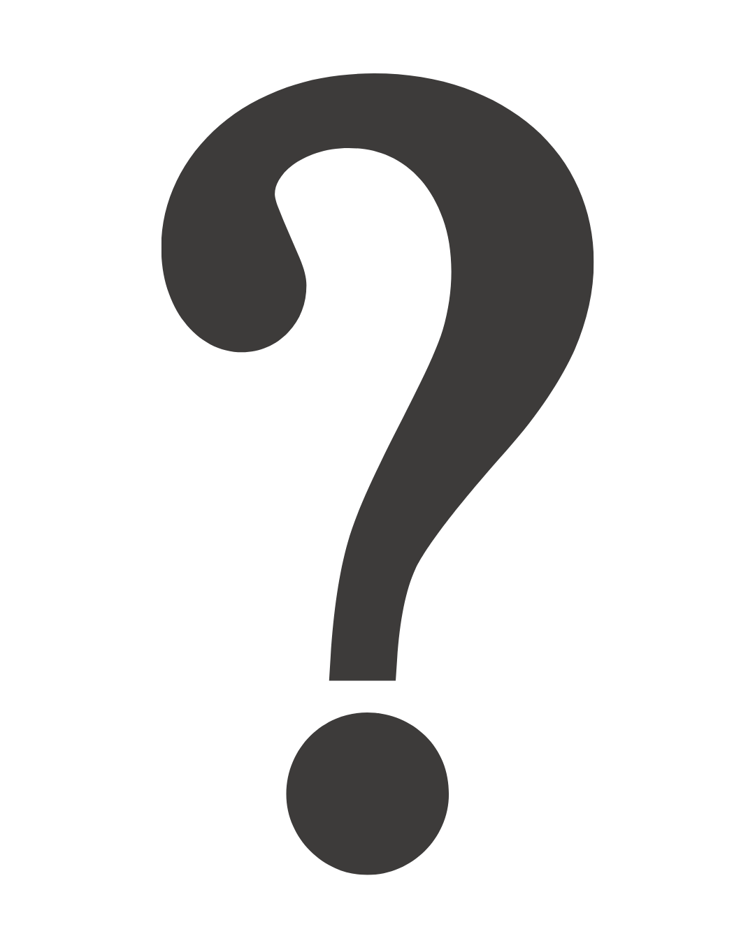 Black and white image of a large question mark.